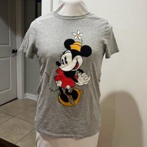 Disney Minnie Mouse Gray Short Sleeve Graphic Tee Casual